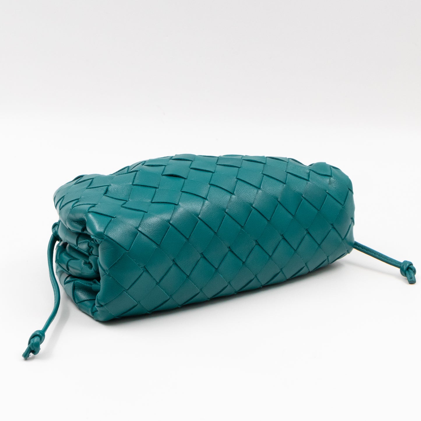 The Pouch Mini Crossbody Turquoise Intrecciato Leather