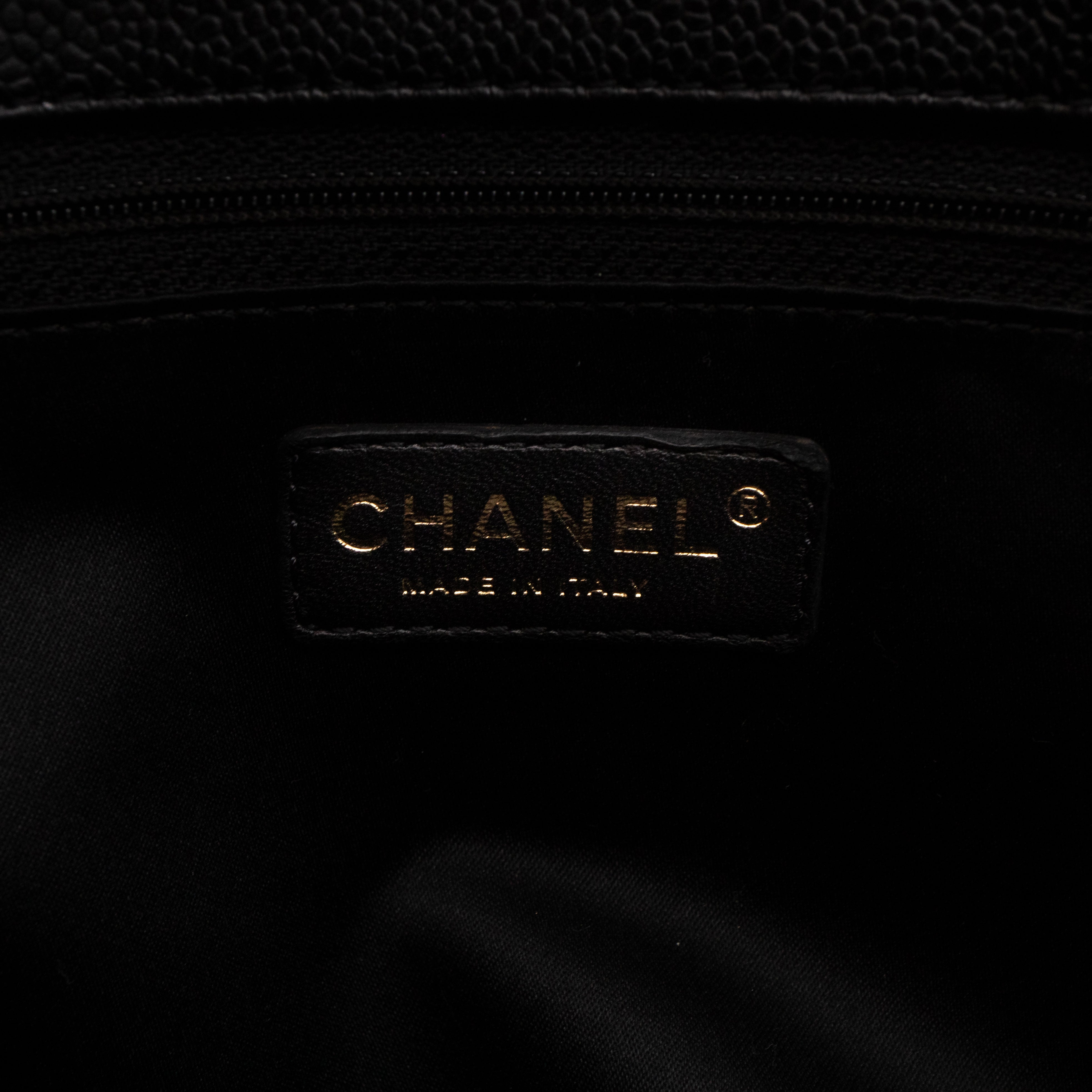 GST Grand Shopping Tote Black Caviar Gold