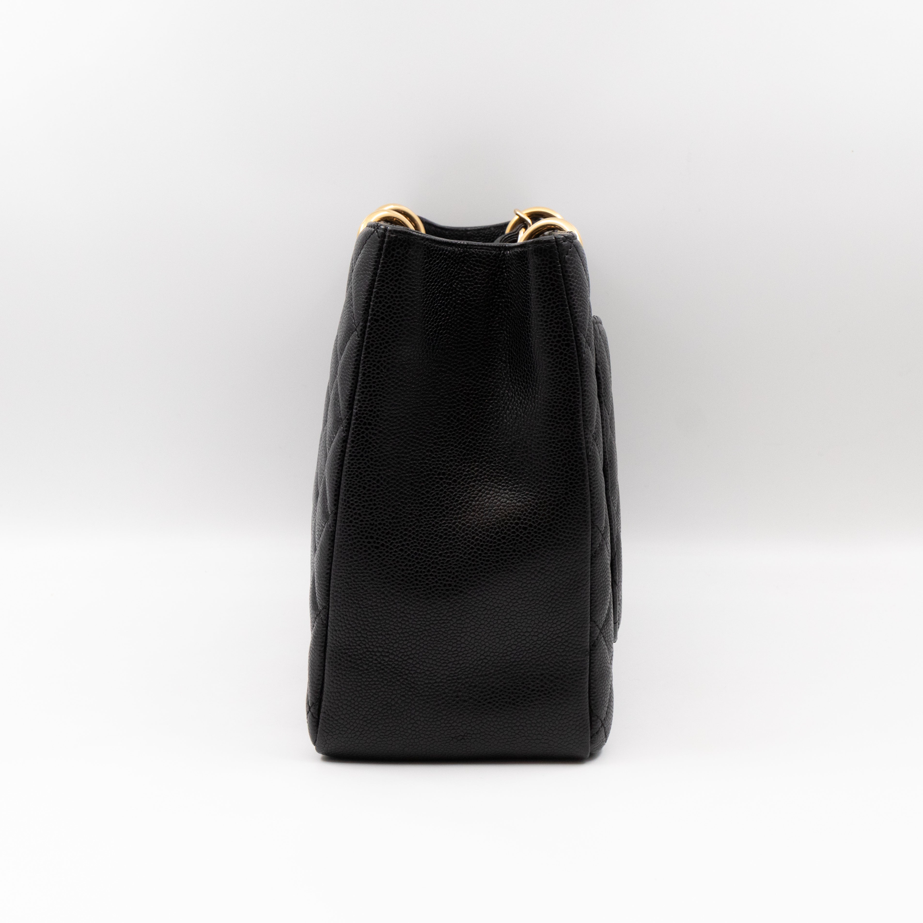 GST Grand Shopping Tote Black Caviar Gold