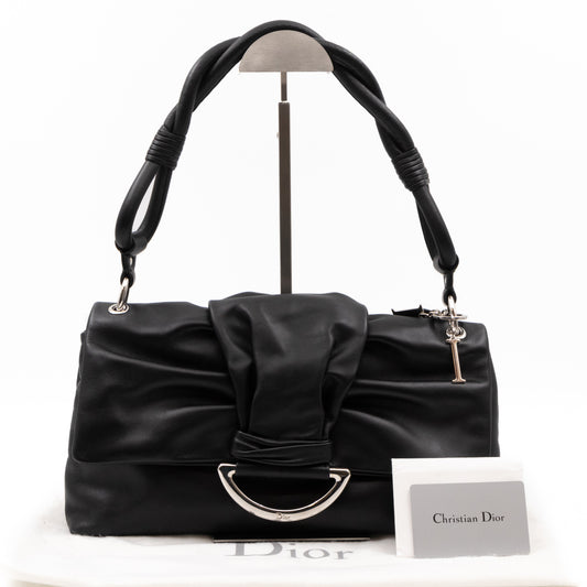 Demi Lune Small Flap Bag Black Leather