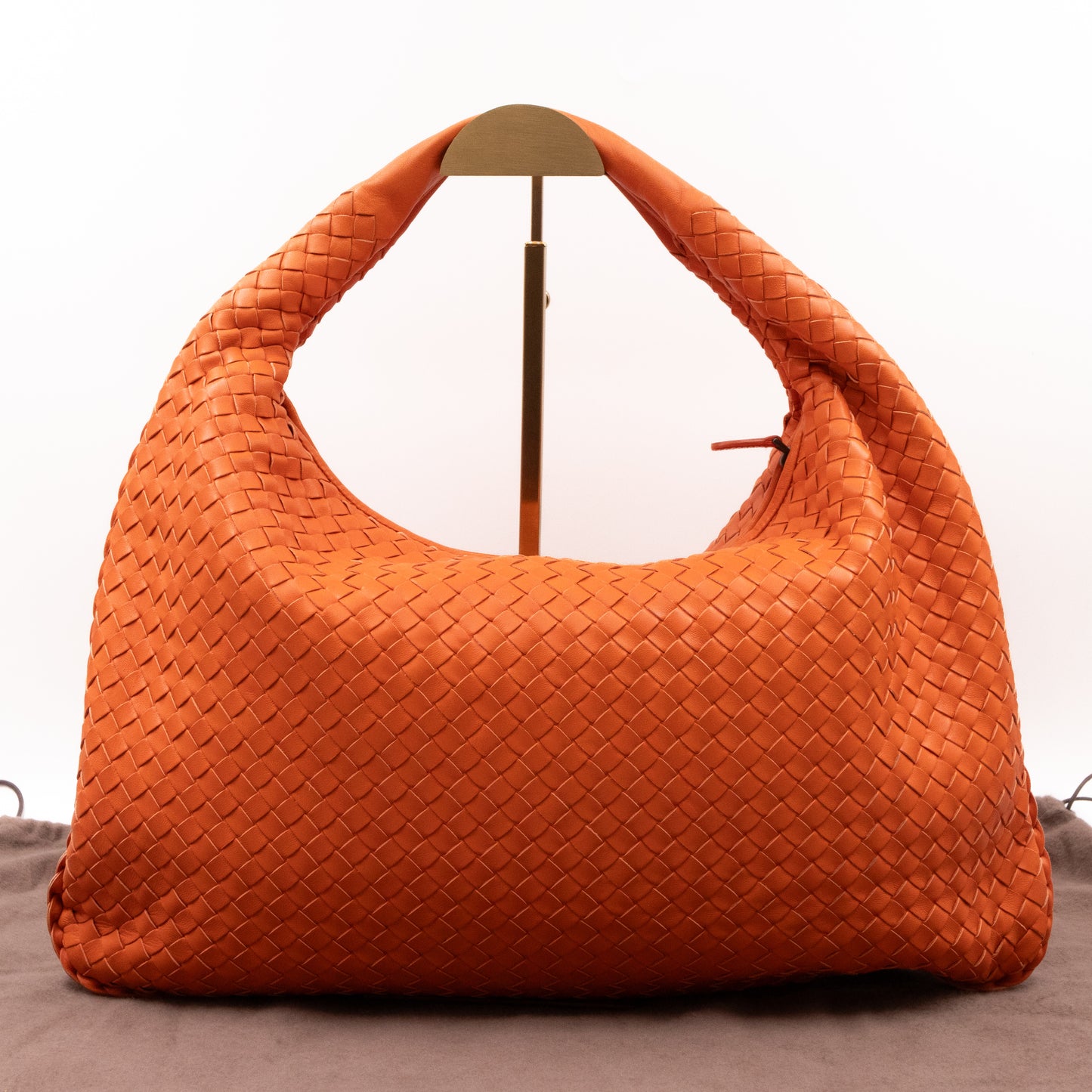 Veneta Hobo Bag Intrecciato Orange Leather