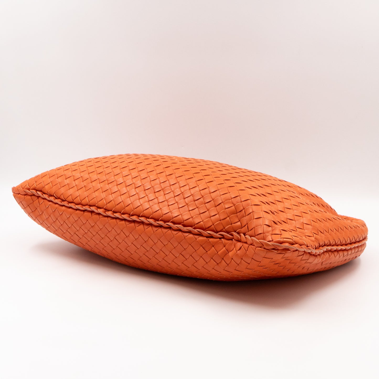 Veneta Hobo Bag Intrecciato Orange Leather