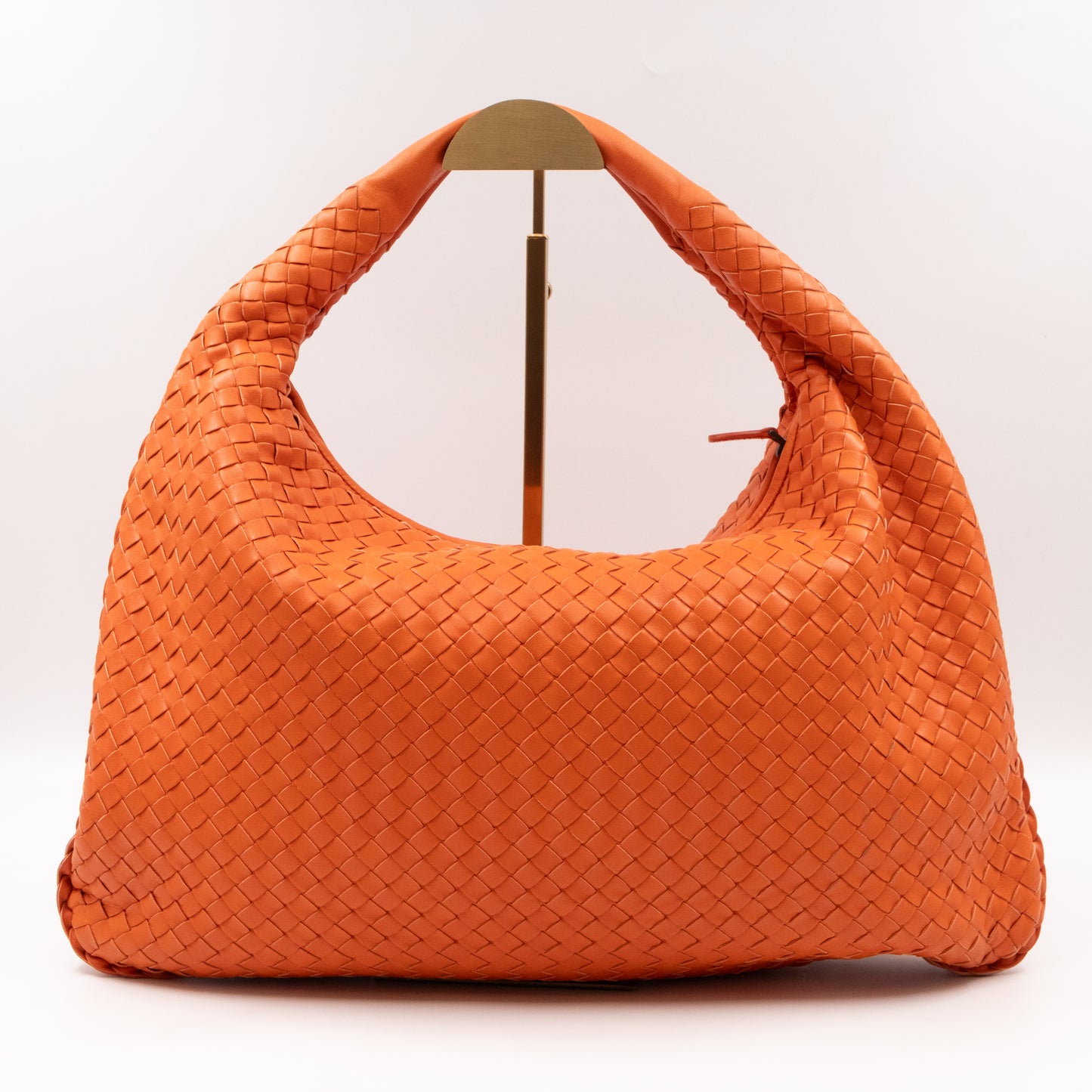 Veneta Hobo Bag Intrecciato Orange Leather