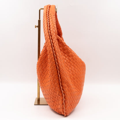 Veneta Hobo Bag Intrecciato Orange Leather