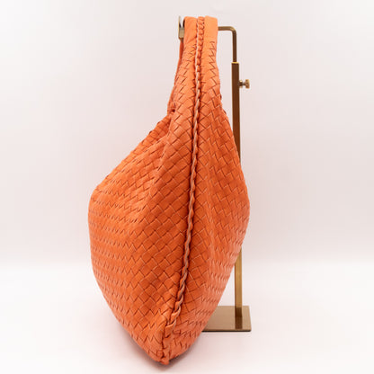 Veneta Hobo Bag Intrecciato Orange Leather