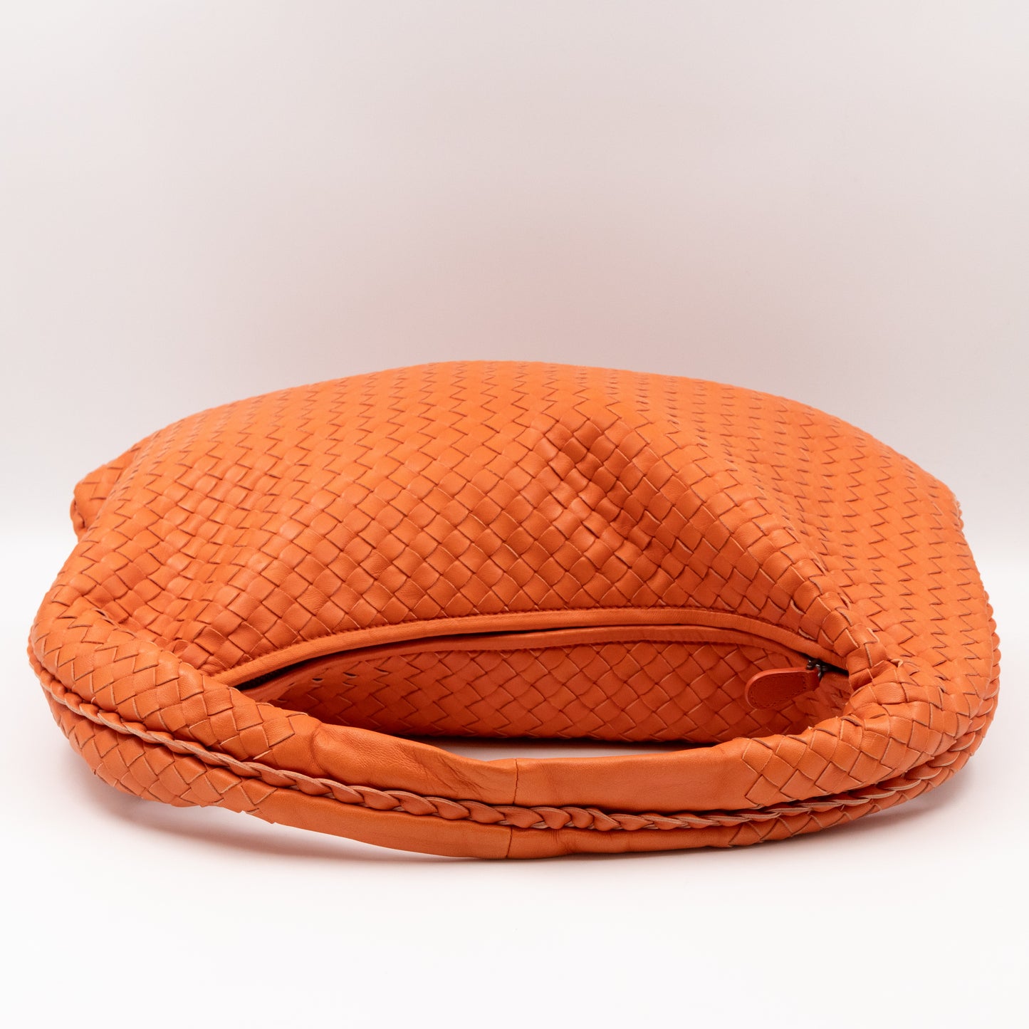 Veneta Hobo Bag Intrecciato Orange Leather