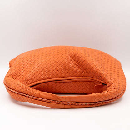 Veneta Hobo Bag Intrecciato Orange Leather