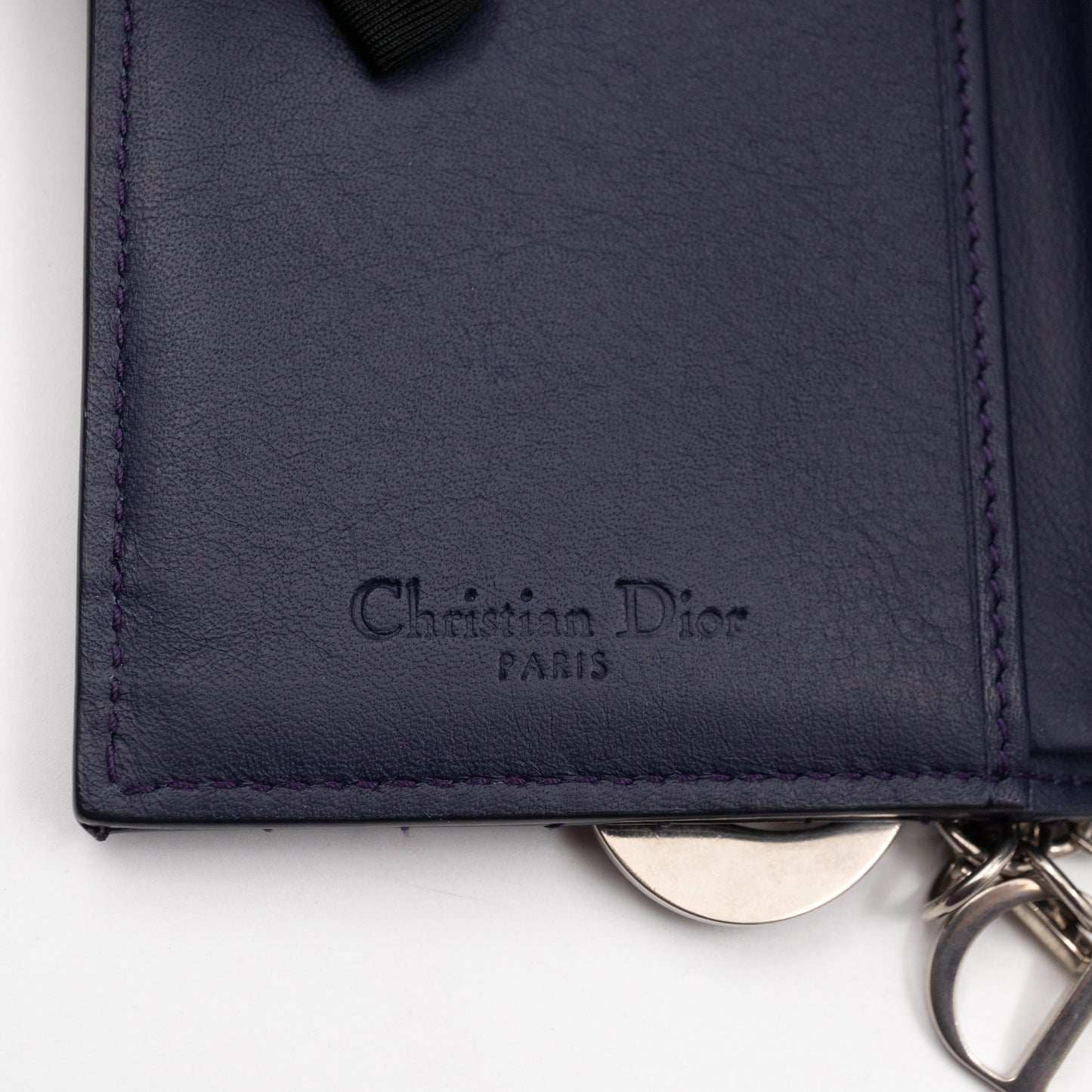 Lady Dior Compact Wallet Dark Purple Patent Cannage Leather