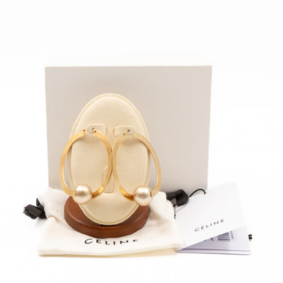 Flat Hoop Faux Pearl Earrings