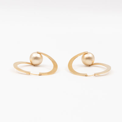 Flat Hoop Faux Pearl Earrings