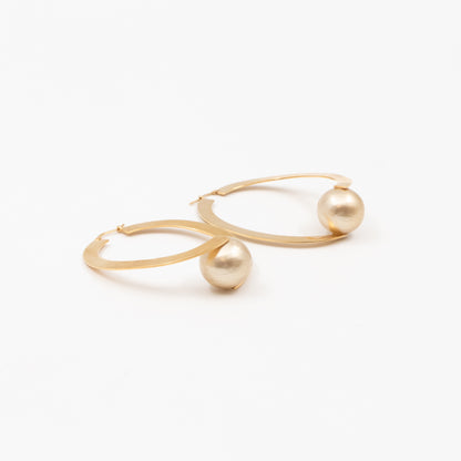 Flat Hoop Faux Pearl Earrings