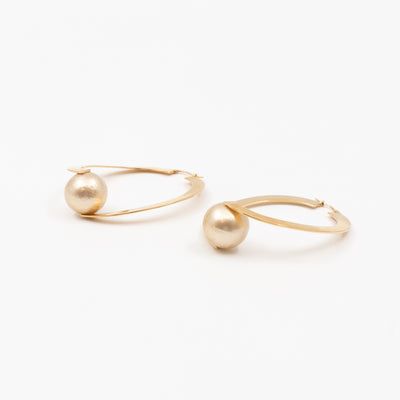 Flat Hoop Faux Pearl Earrings