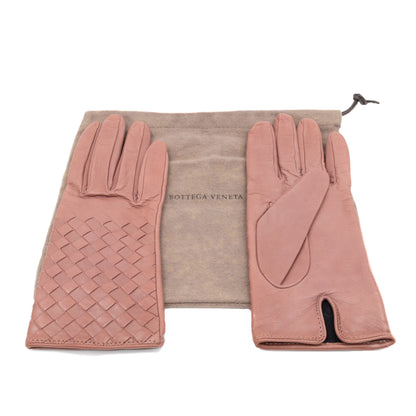Gloves Intrecciato Blush Pink Leather
