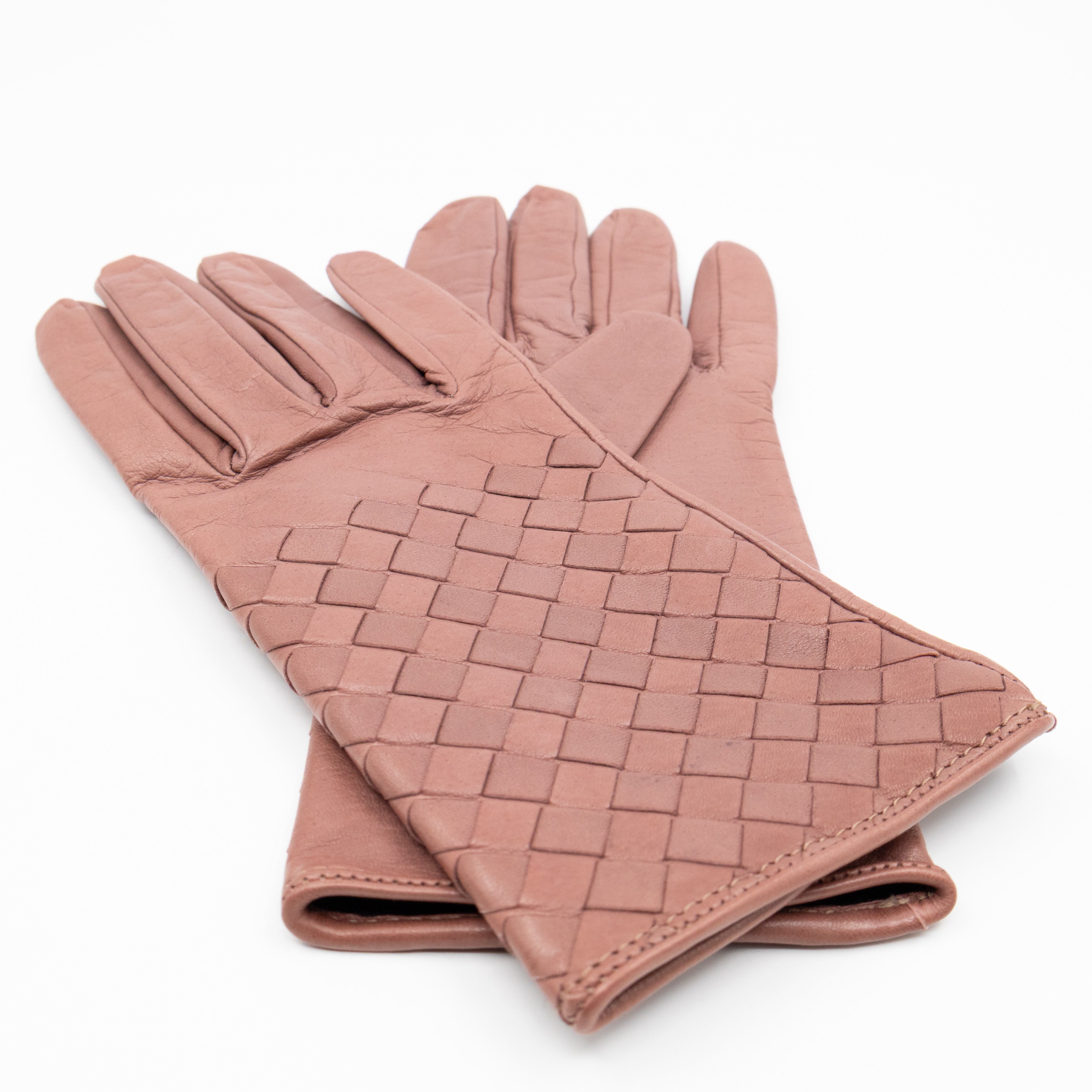 Gloves Intrecciato Blush Pink Leather