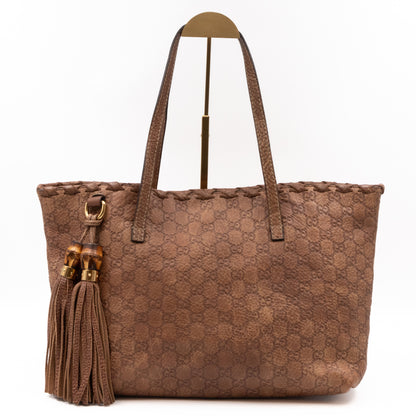 Bamboo Tassel Tote Brown Guccissima Leather