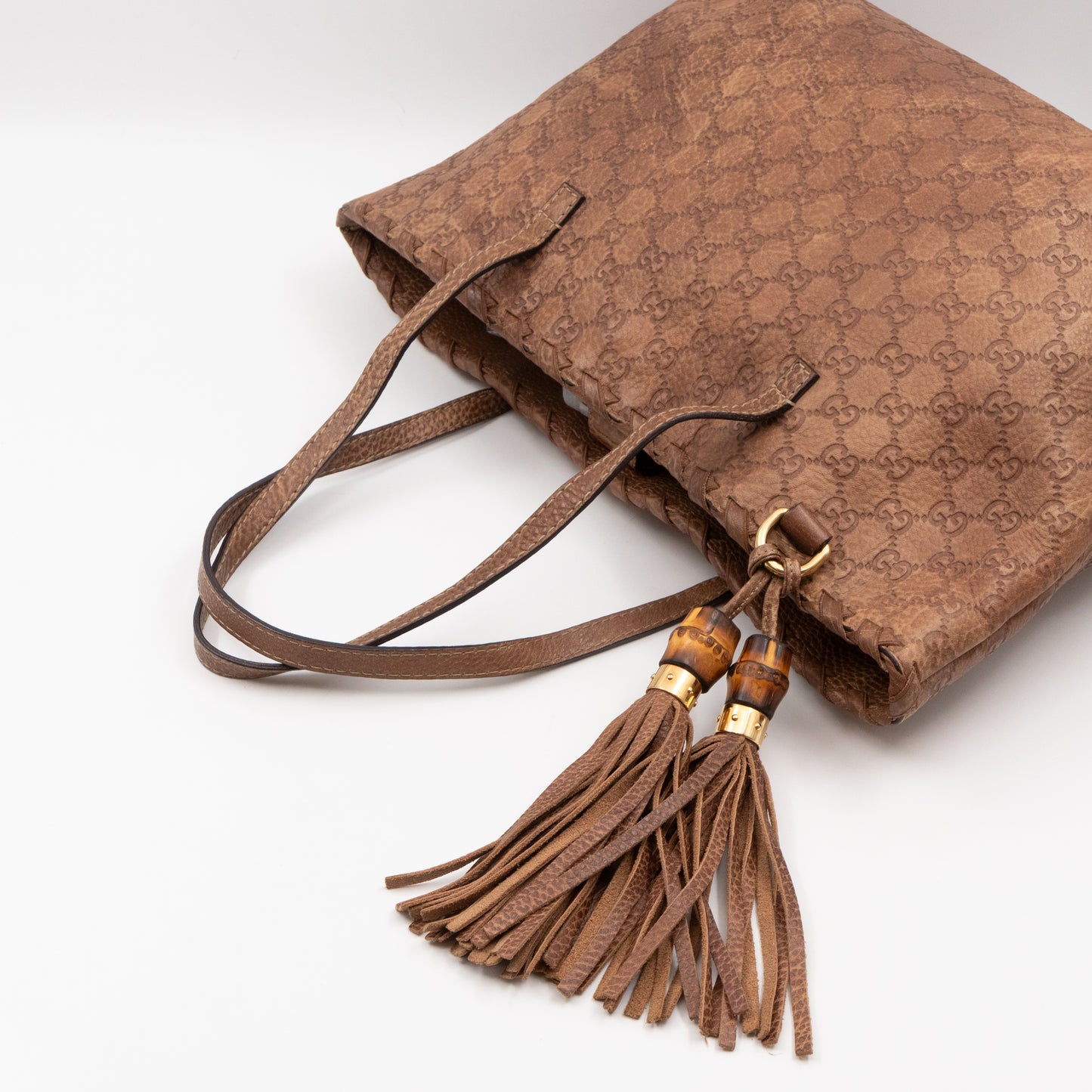 Bamboo Tassel Tote Brown Guccissima Leather