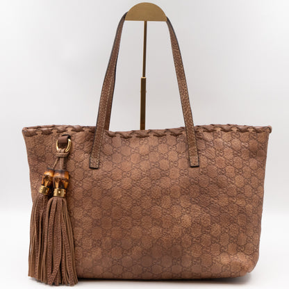 Bamboo Tassel Tote Brown Guccissima Leather