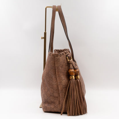 Bamboo Tassel Tote Brown Guccissima Leather