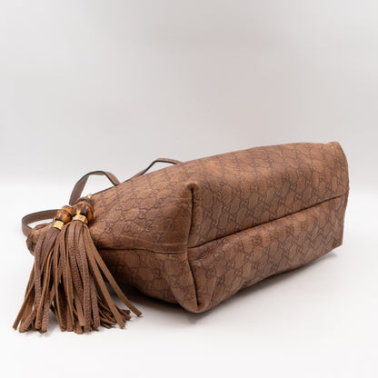 Bamboo Tassel Tote Brown Guccissima Leather