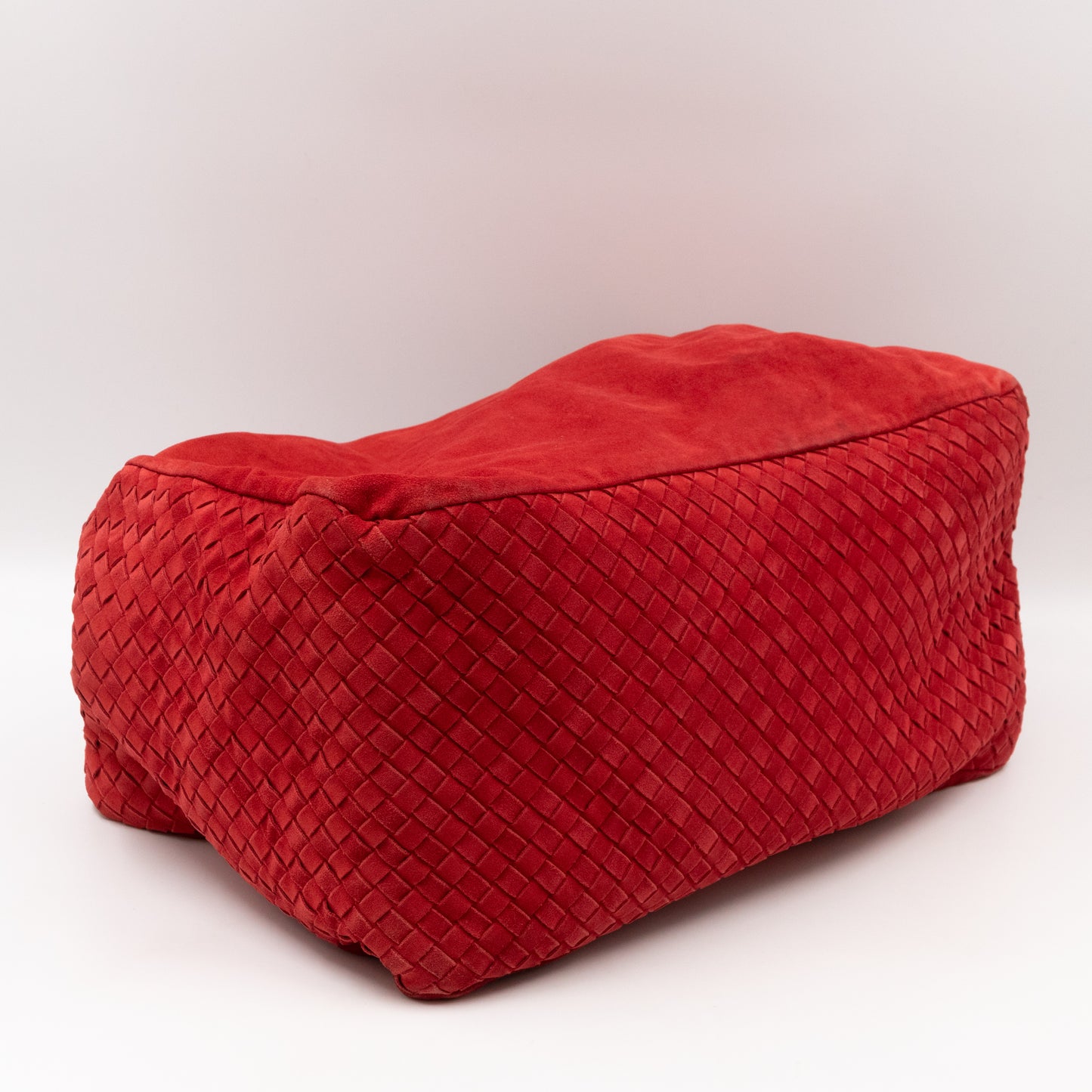 Knot Hobo Bag Red Intrecciato Suede