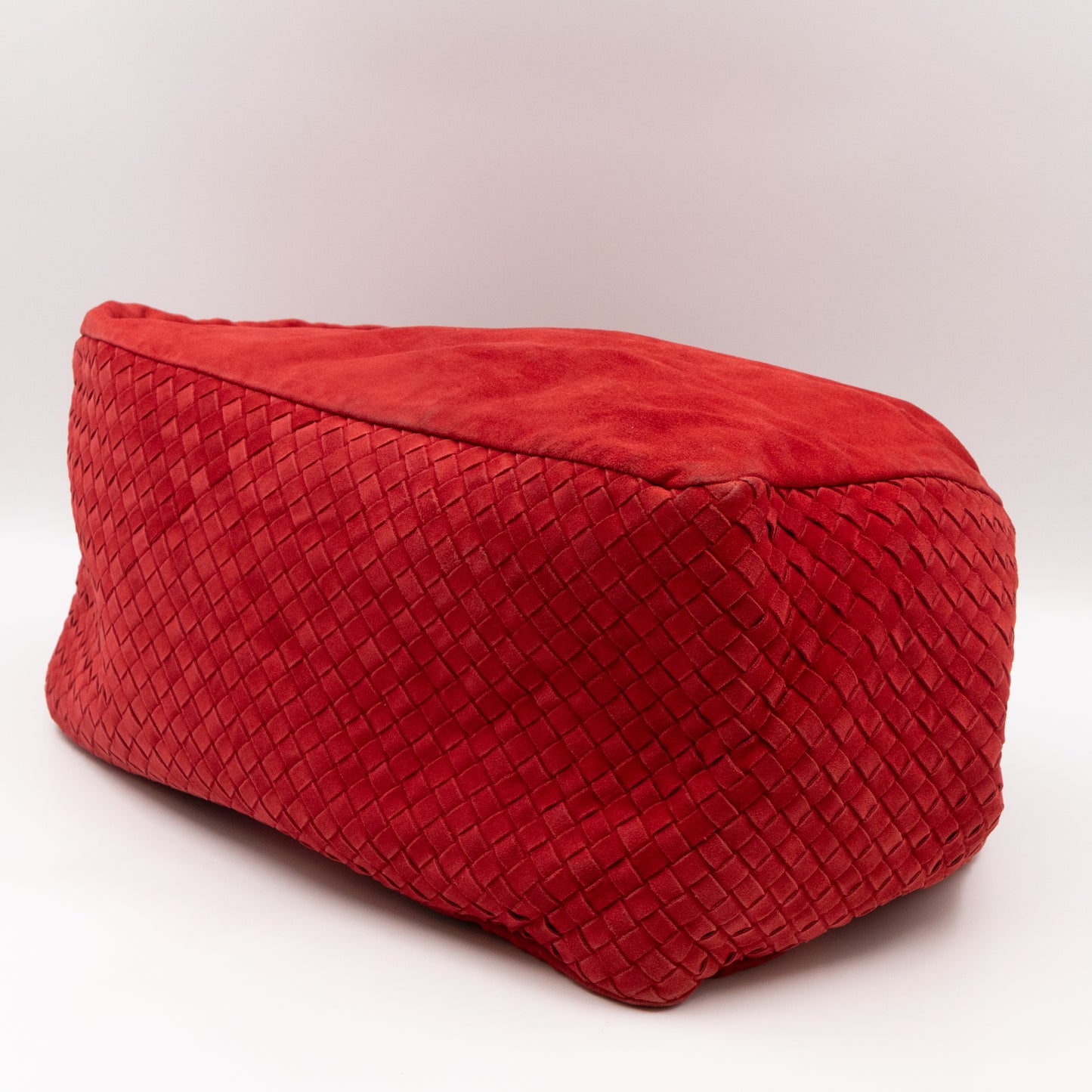 Knot Hobo Bag Red Intrecciato Suede