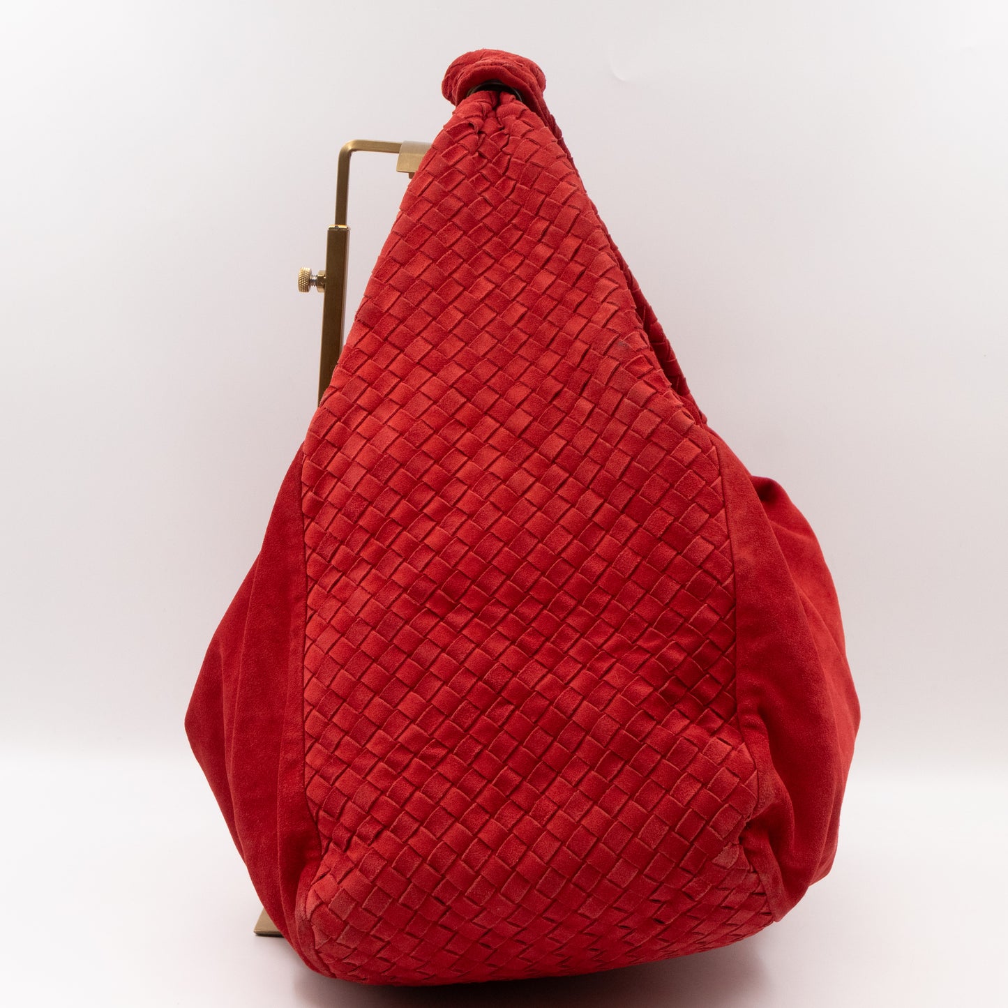 Knot Hobo Bag Red Intrecciato Suede