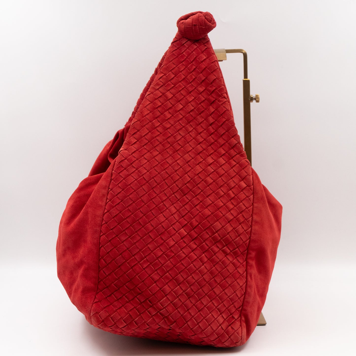 Knot Hobo Bag Red Intrecciato Suede