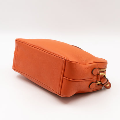 Double Zip Camera Bag Orange Phenix Vitello Leather