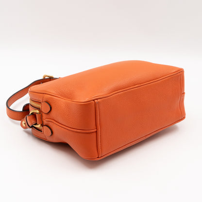 Double Zip Camera Bag Orange Phenix Vitello Leather