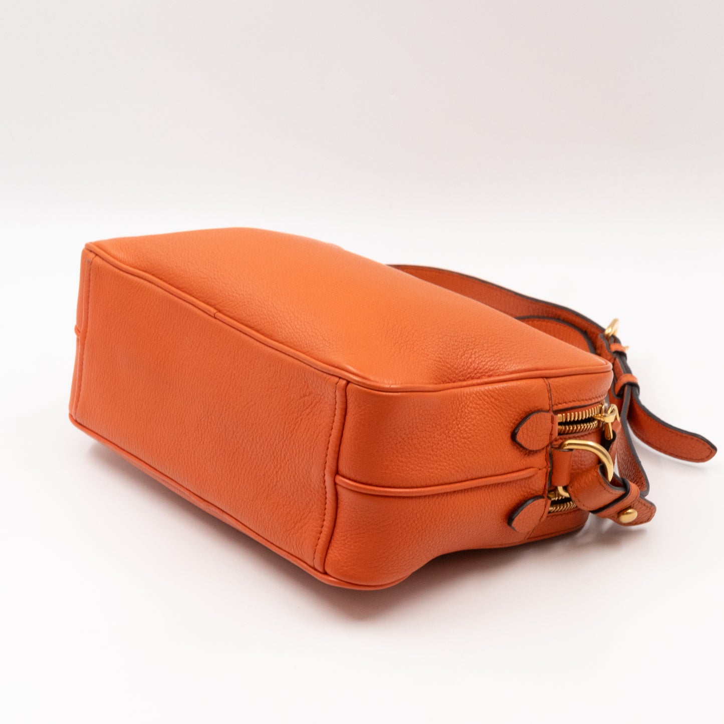 Double Zip Camera Bag Orange Phenix Vitello Leather