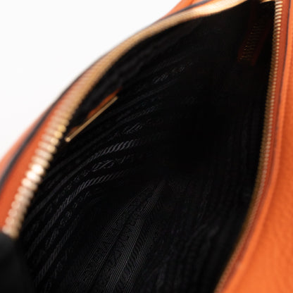 Double Zip Camera Bag Orange Phenix Vitello Leather