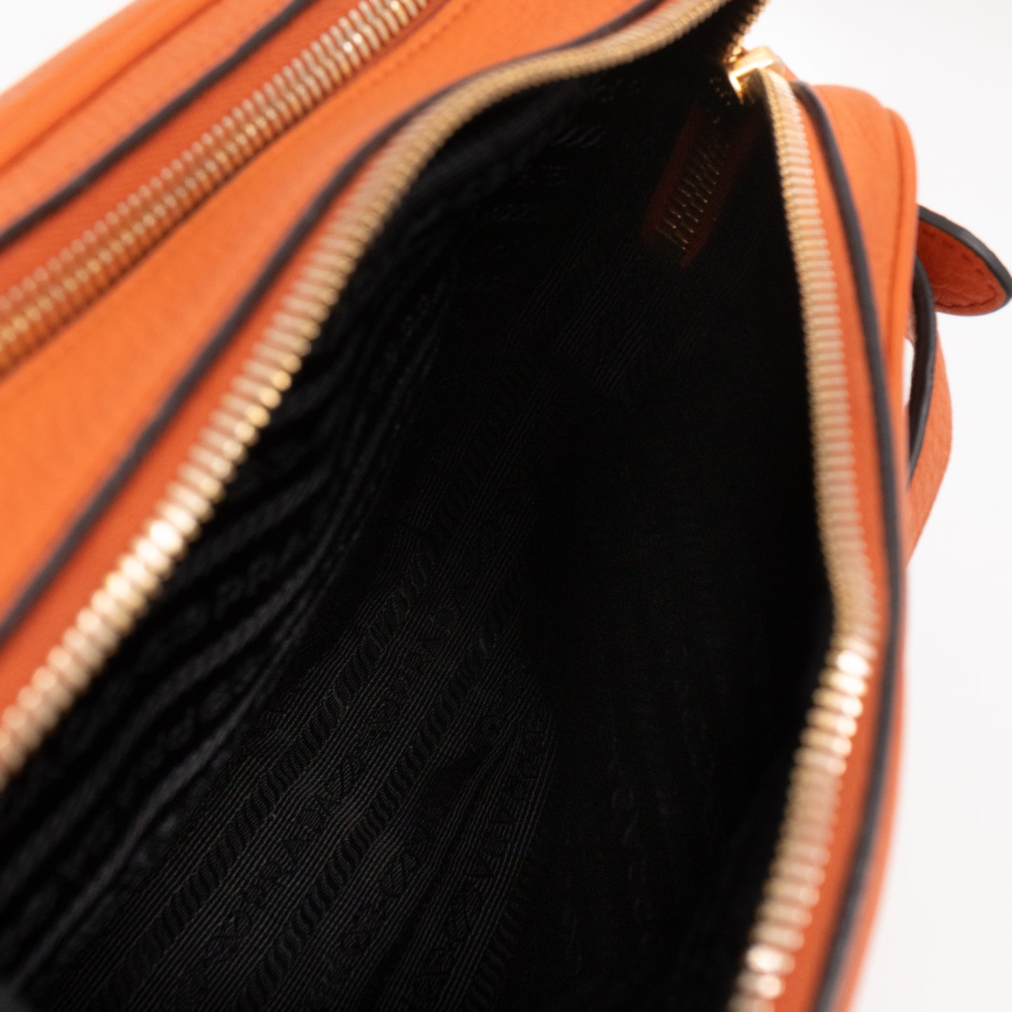 Double Zip Camera Bag Orange Phenix Vitello Leather