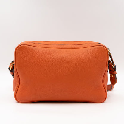 Double Zip Camera Bag Orange Phenix Vitello Leather