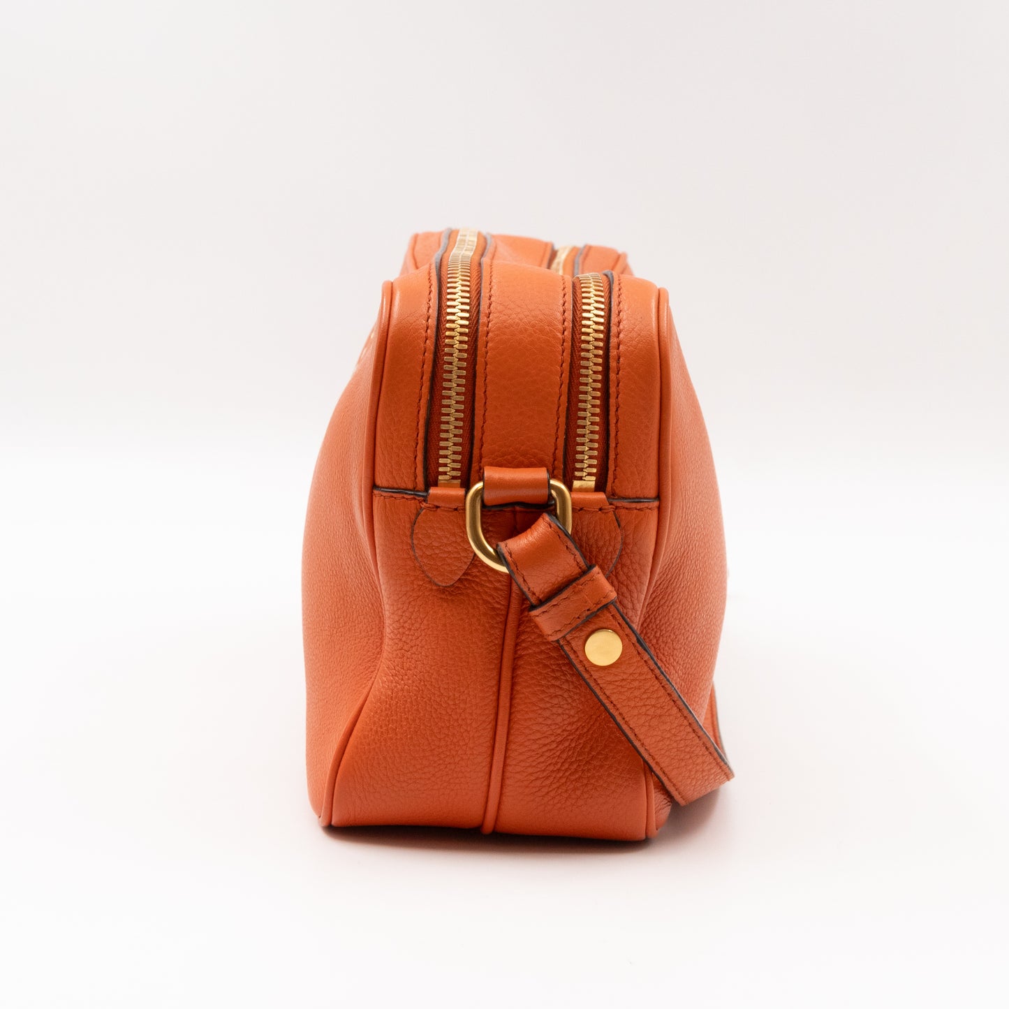 Double Zip Camera Bag Orange Phenix Vitello Leather