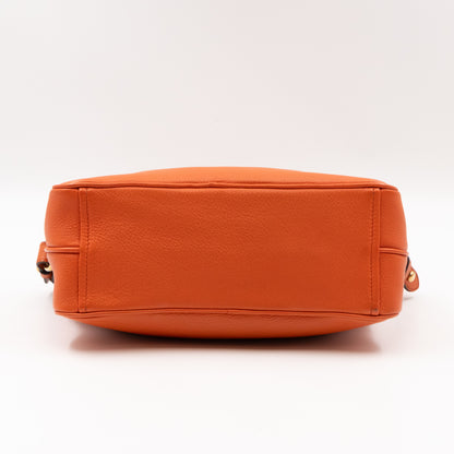 Double Zip Camera Bag Orange Phenix Vitello Leather