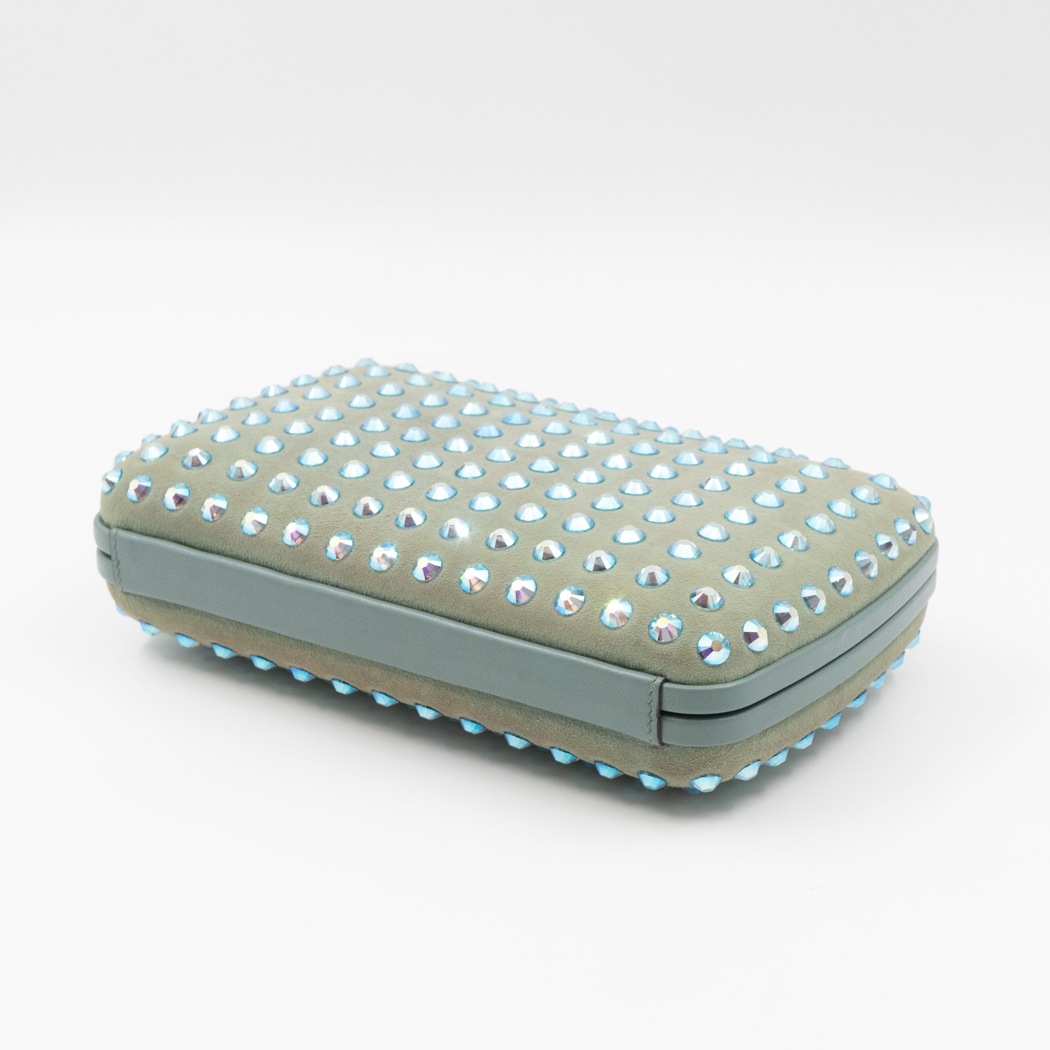 Broadway Blue Suede Crystal Embellished Clutch
