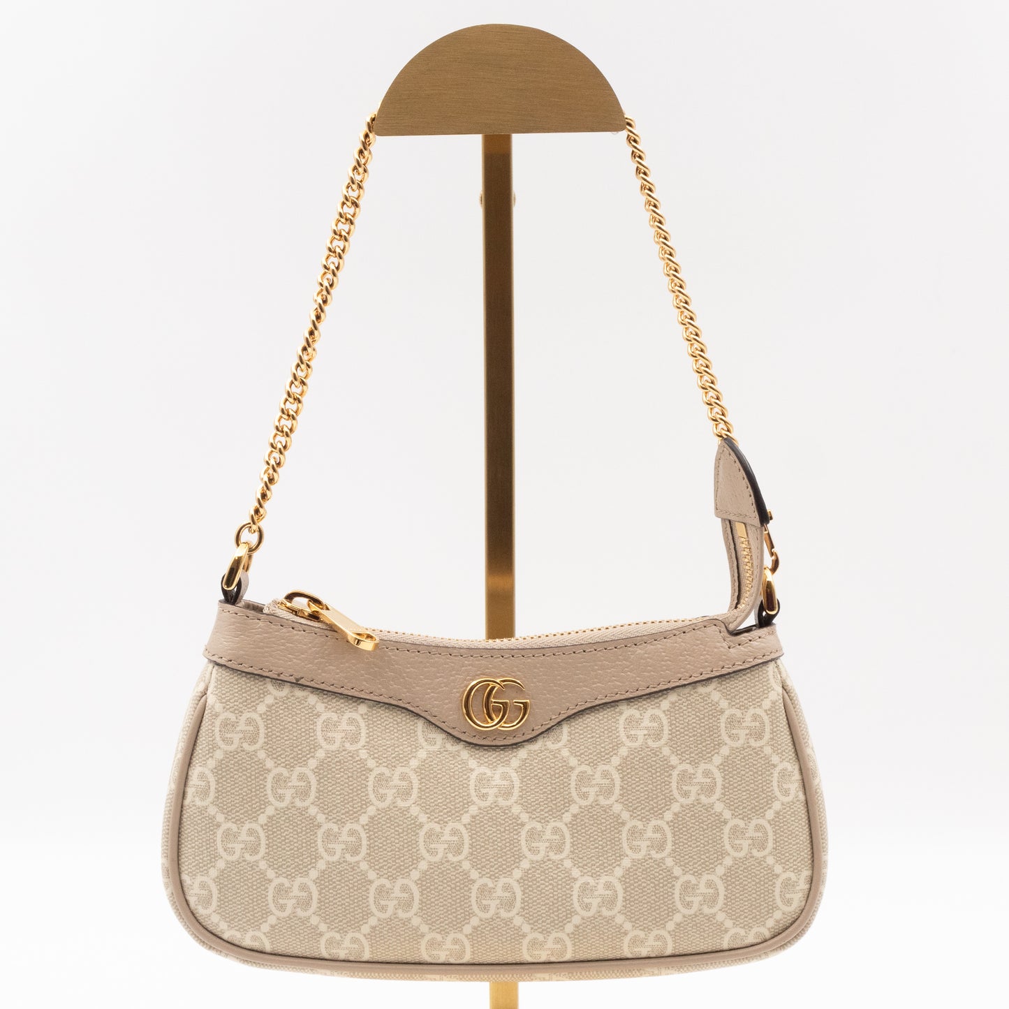 Ophidia Mini Bag GG Supreme Canvas Beige and White