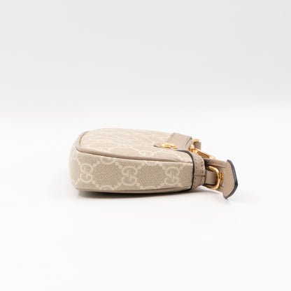 Ophidia Mini Bag GG Supreme Canvas Beige and White