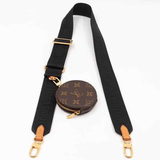 Bandoulière Shoulder Strap with Coin Purse Black Nylon