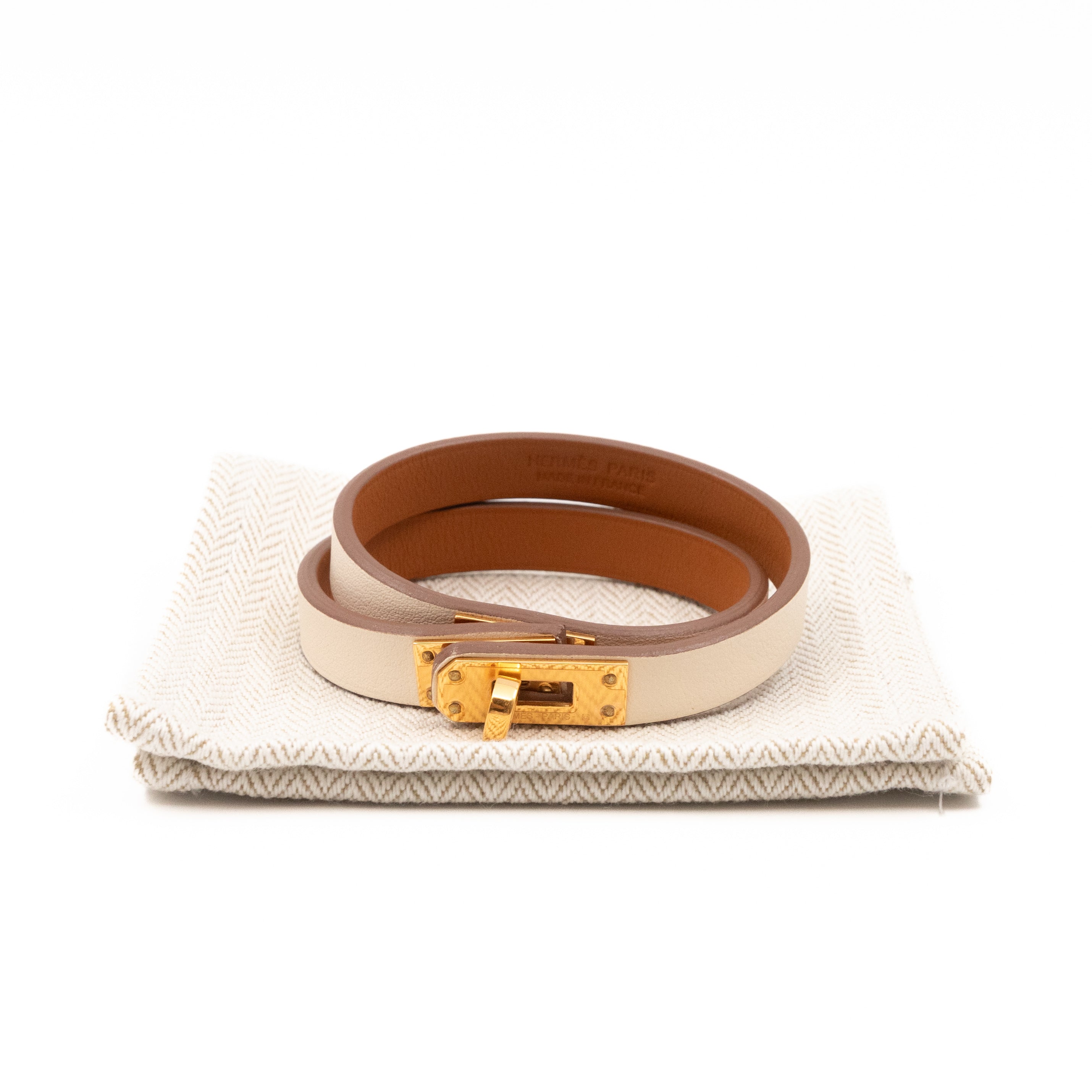 Kelly Double Tour Bracelet White Leather