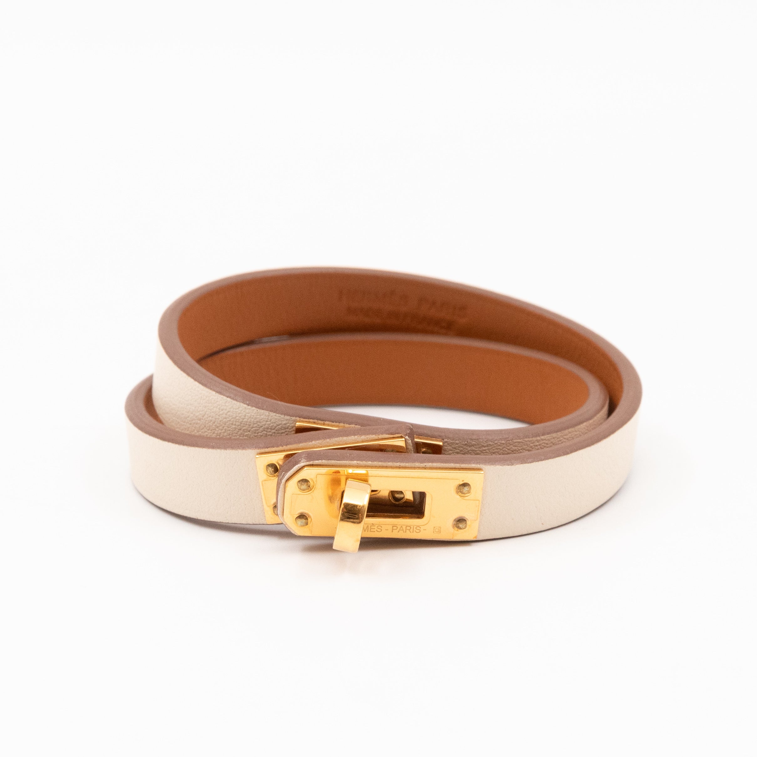 Kelly Double Tour Bracelet White Leather