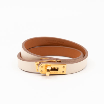 Kelly Double Tour Bracelet White Leather