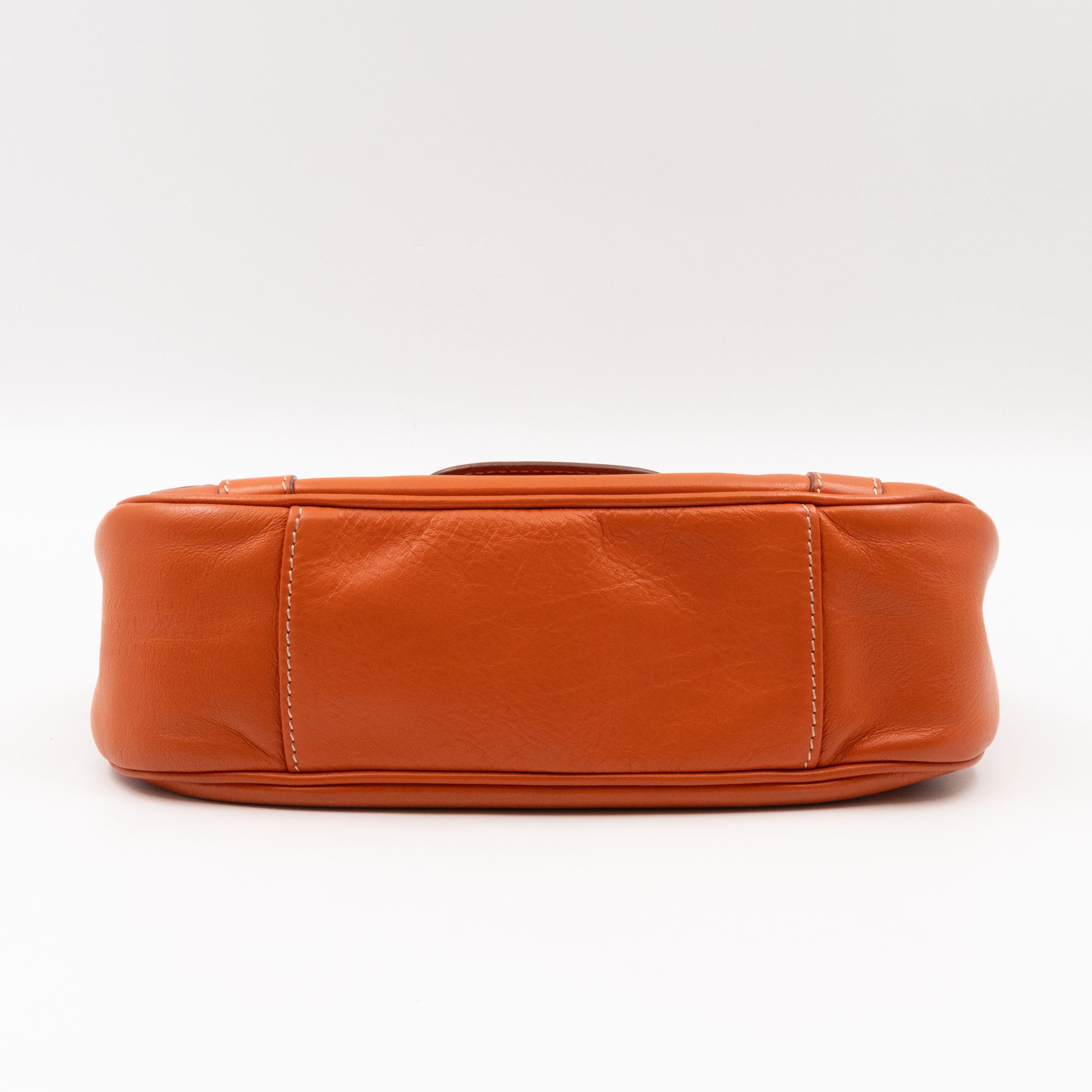 Vintage CD Logo Plaque Handbag Orange Leather