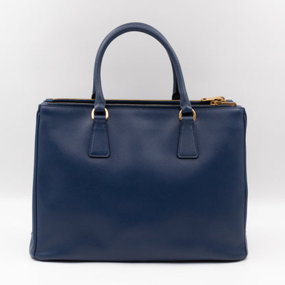 Galleria Large Double Zip Blue Saffiano Leather