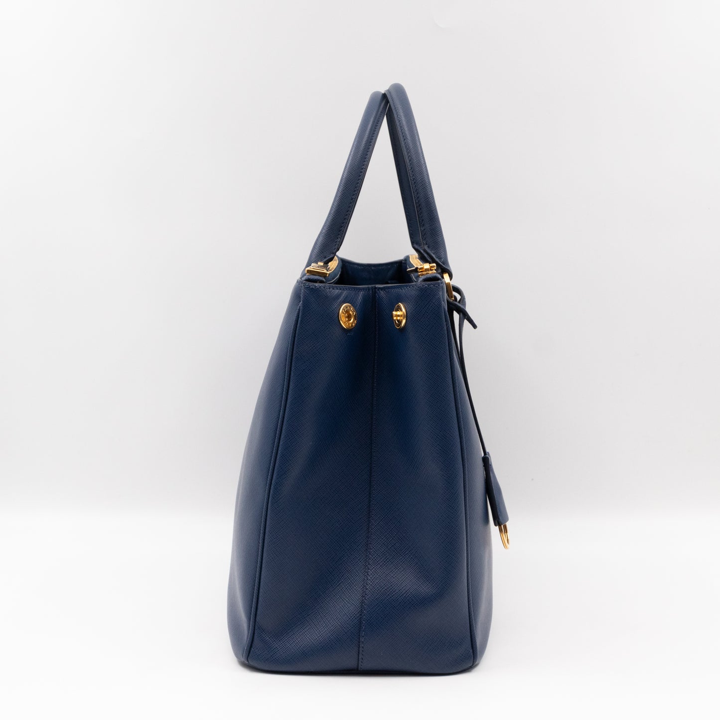 Galleria Large Double Zip Blue Saffiano Leather