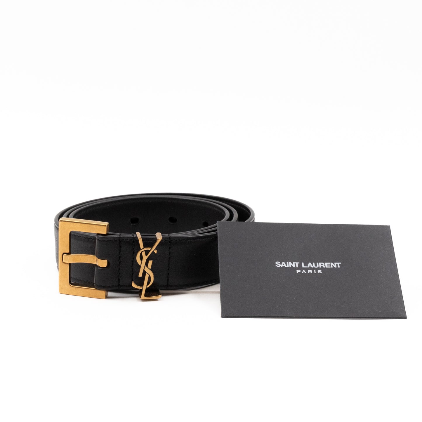 Cassandre Belt with Square Buckle Black Leather 85/34