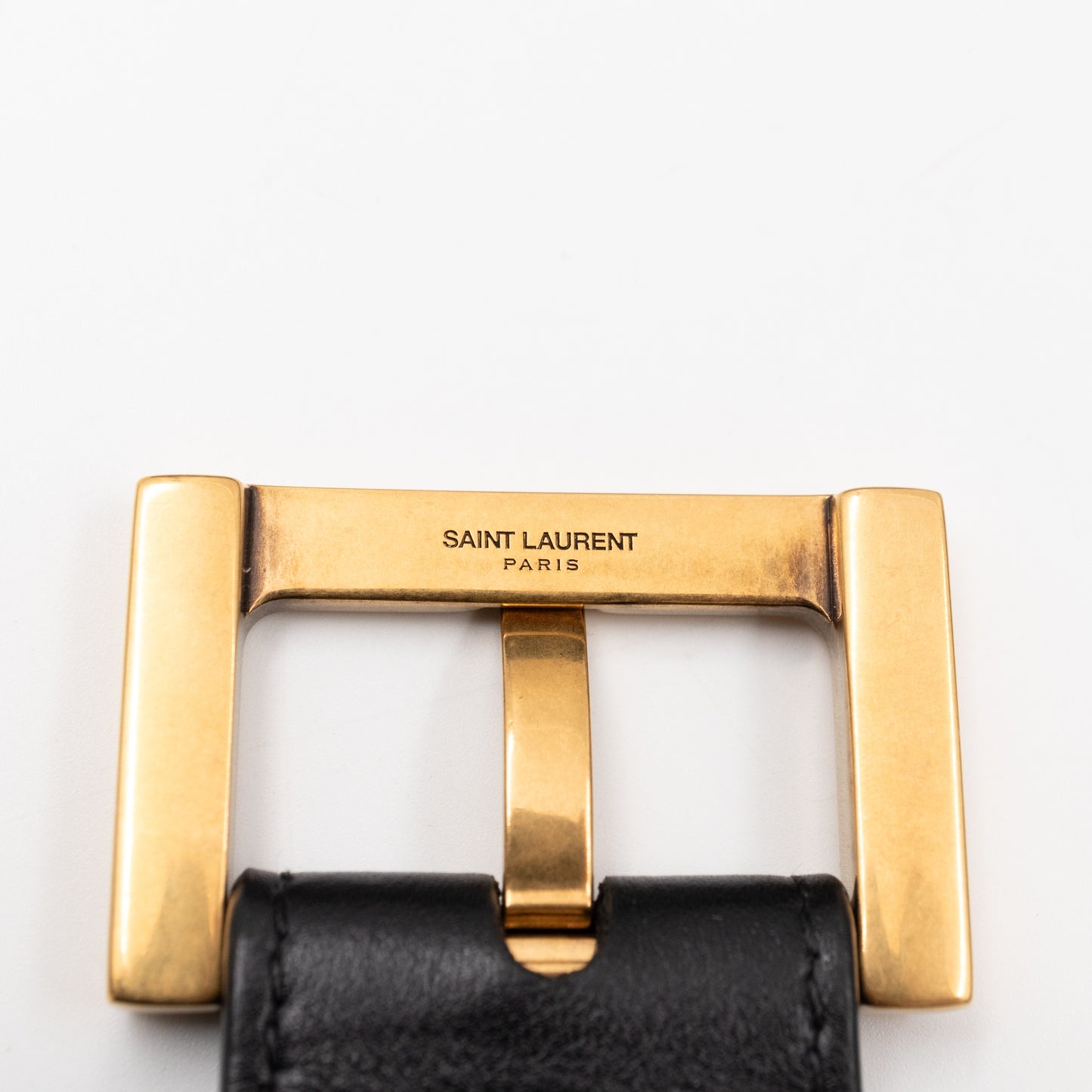 Cassandre Belt with Square Buckle Black Leather 85/34