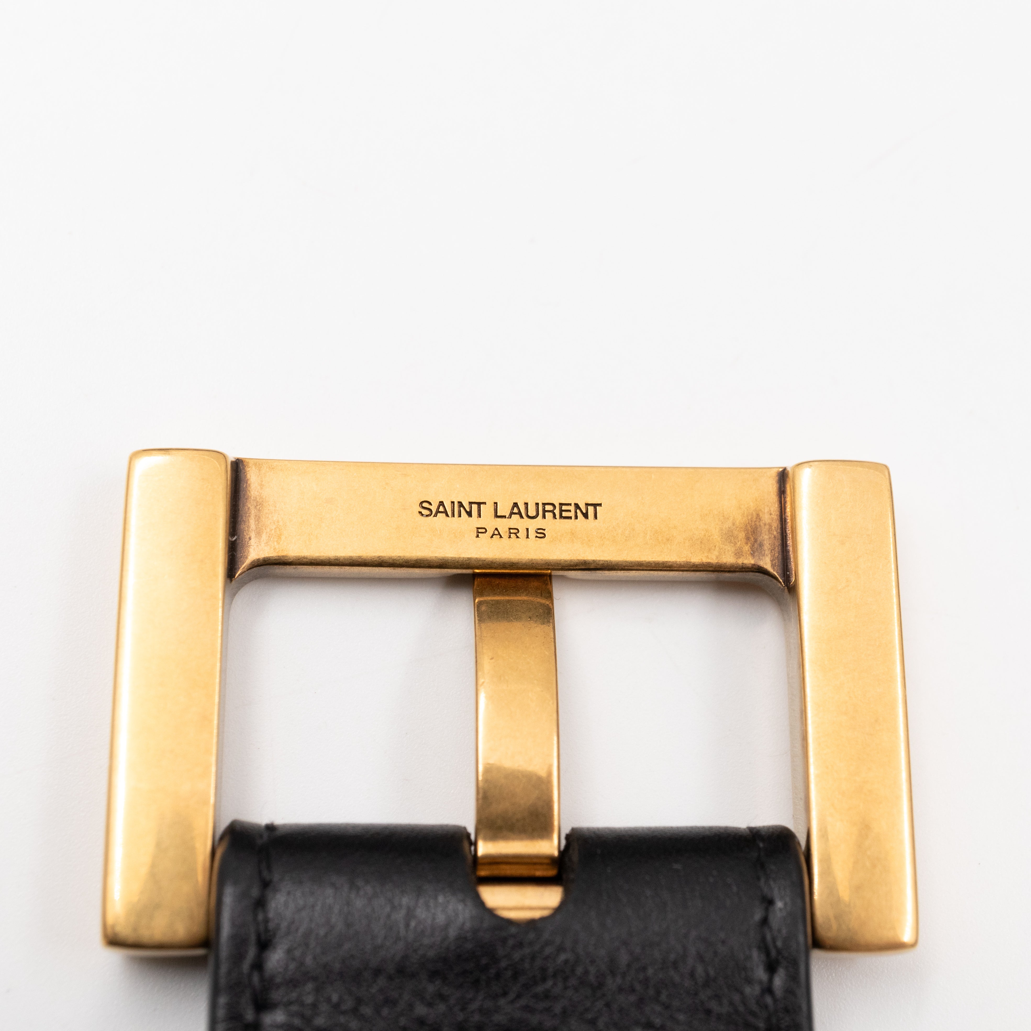 Cassandre Belt with Square Buckle Black Leather 85/34