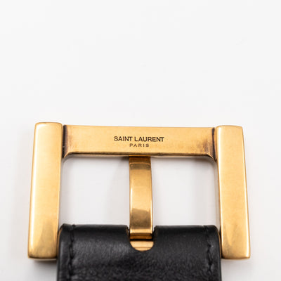 Cassandre Belt with Square Buckle Black Leather 85/34
