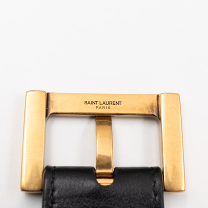 Cassandre Belt with Square Buckle Black Leather 85/34